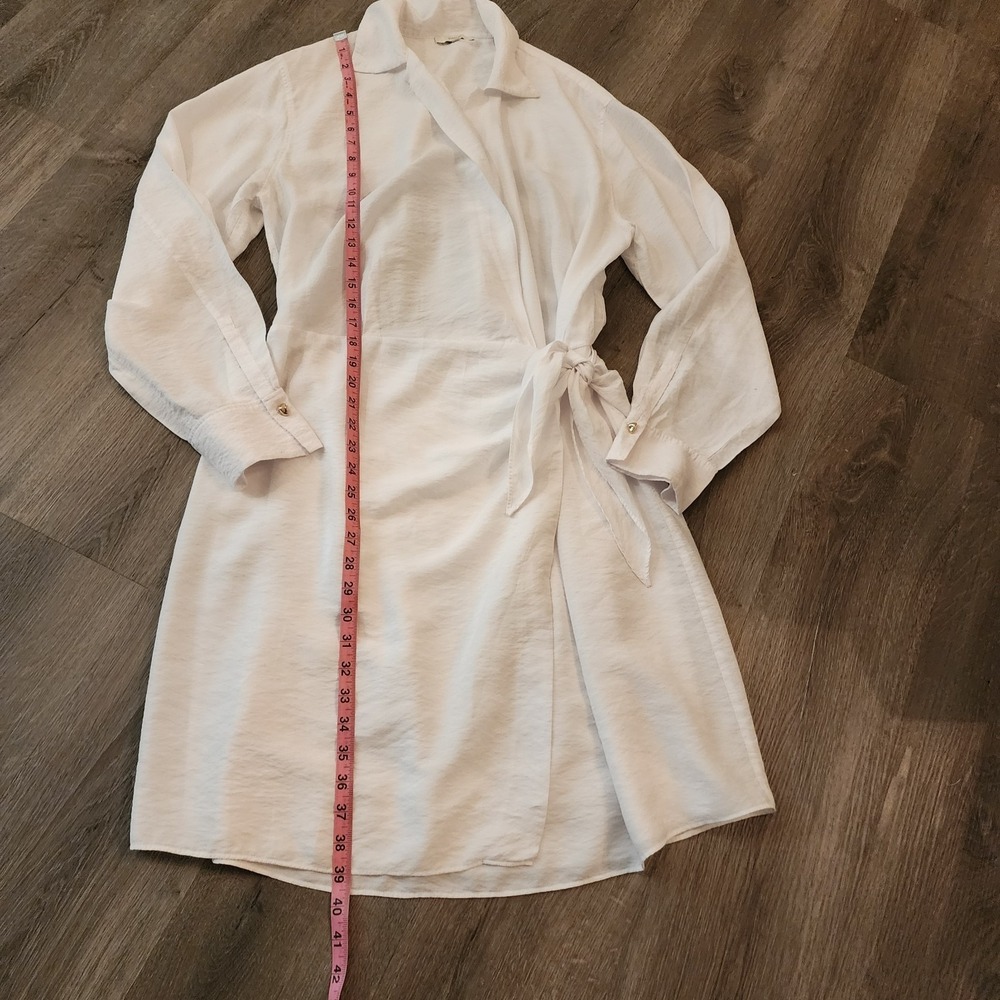 Vince White Wrap Shirt Dress XL Long Sleeve Quiet Luxury Minimalist‎ Resortwear - Picture 13 of 16